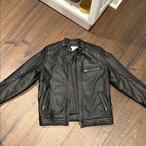 Zara Black Faux Leather Jacket Kids size 9